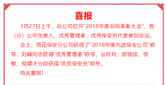 雨花保安获得“2018年度先进保安公司”称号